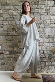 Arbi Gingham Peasant Smock Blouse Mocha